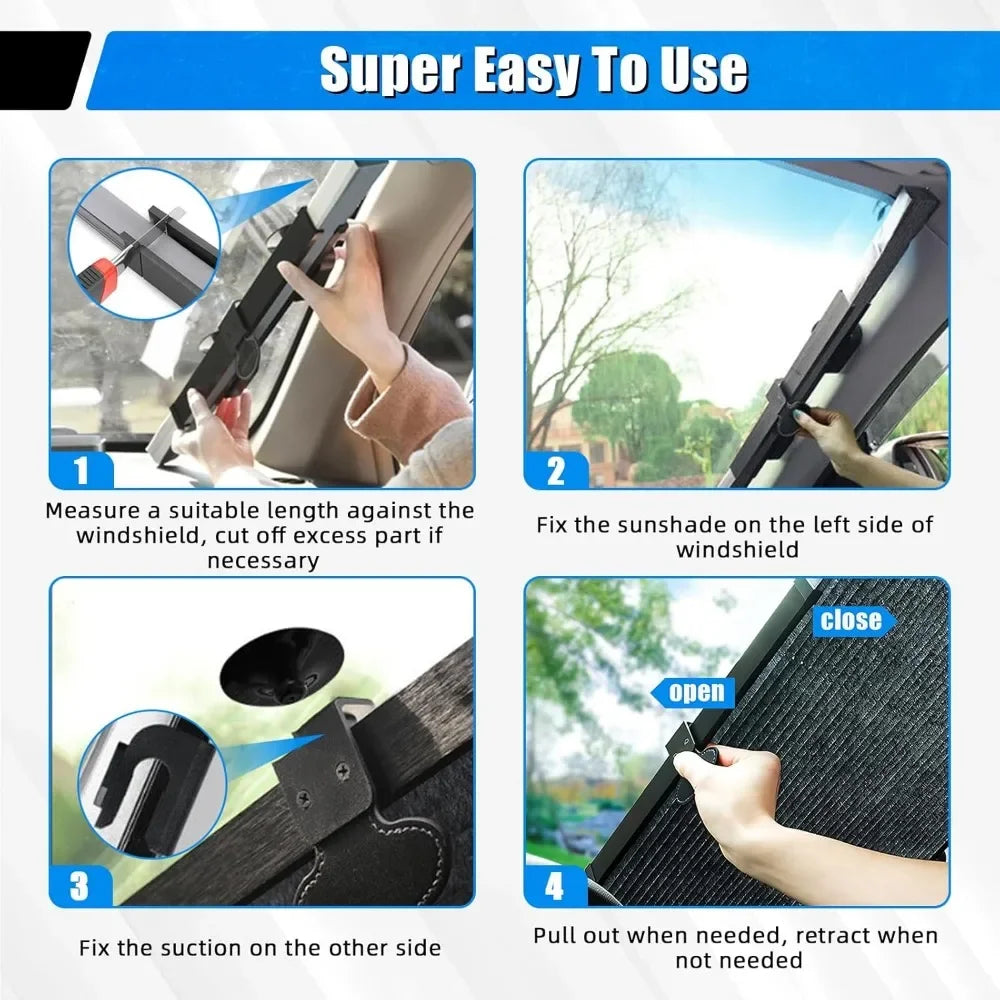 Retractable Accordion Windshield Sunshade – Blocks 99% UV Rays Car Windshield Sunshade Nixie