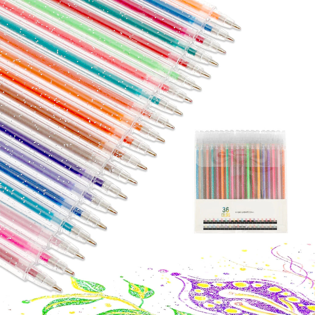 Glitter Gel Pen Set – 18 & 36 Neon Colors for Kids & Adults Glitter Gel Pen Set Nixie