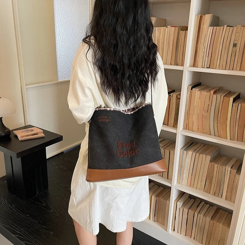 Caramel Embroidered Canvas Crossbody Shoulder Bag for Women Crossbody Shoulder Bag Nixie