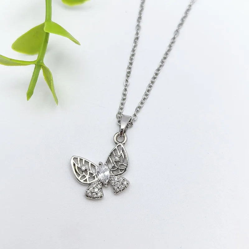 Butterfly Pendant Necklace | Stainless Steel Clavicle Chain Pendant Necklace Nixie