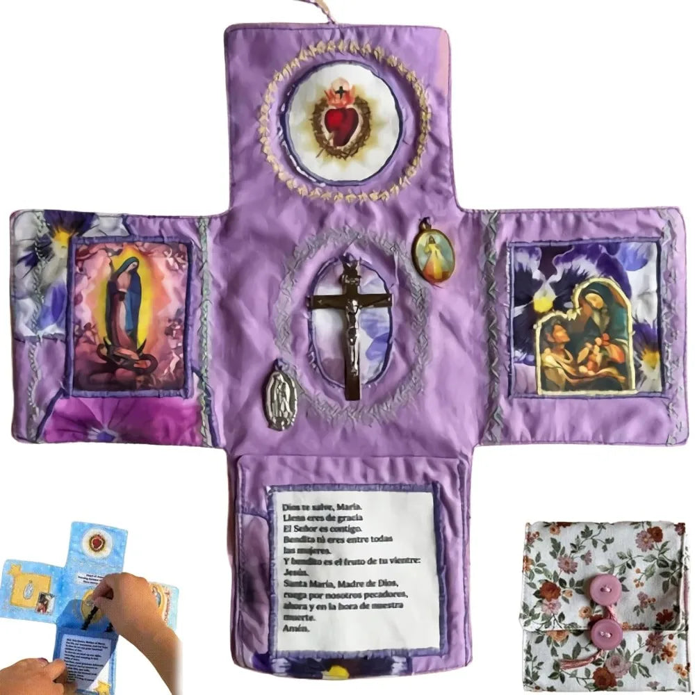 Handcrafted Pocket Devotional with Cross & Saint Images