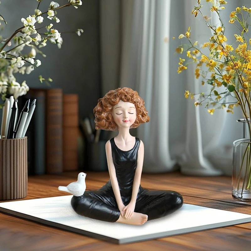 Yoga Girl Resin Figurine – Meditation Statue Desk Ornament Resin Yoga Figurine Nixie Default Title