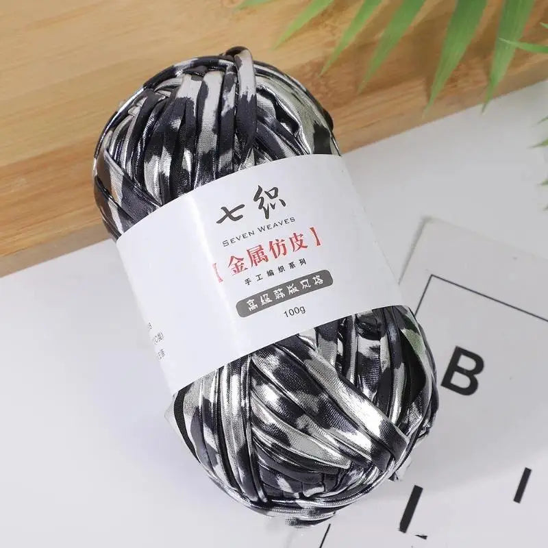 Cracked Metallic Flat Yarn 100g – Holographic Crochet & Knit Yarn Metallic Craft Yarn Nixie