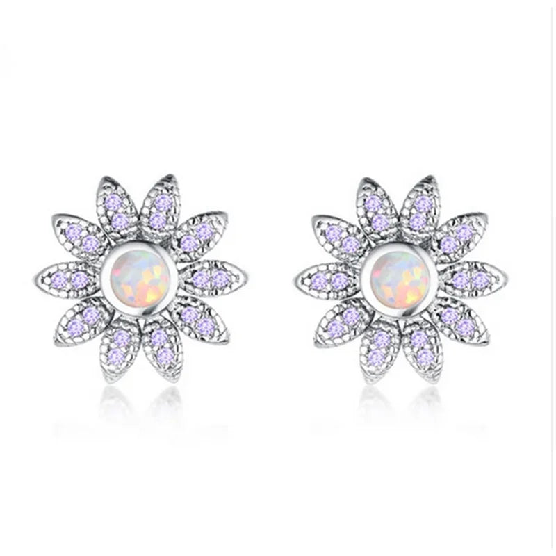 Nixie Silver Blue Simulated Opal Dangle Stud Earrings Gift Dangle Stud Earrings Nixie