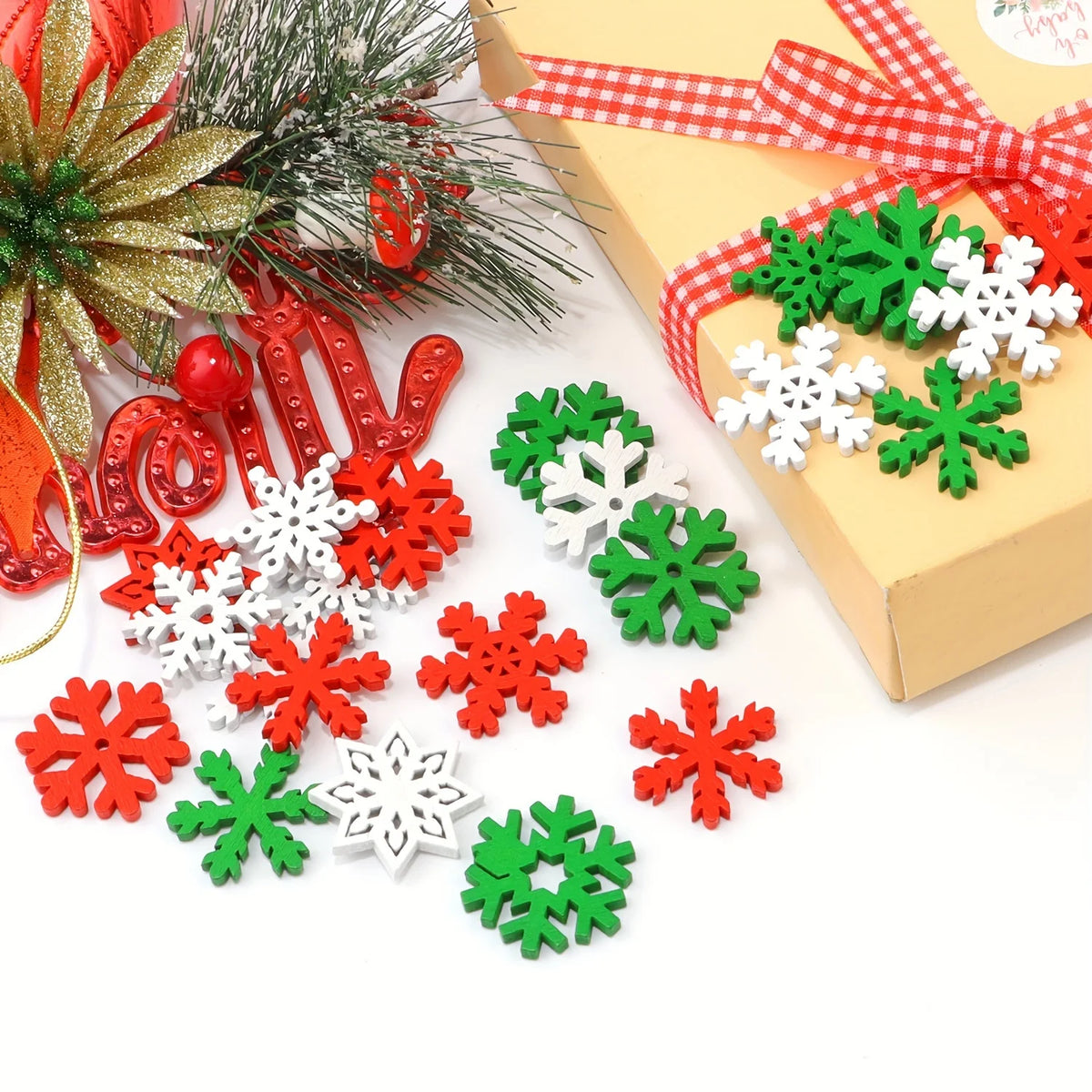 50pcs Snowflake Wooden Slices DIY Christmas Craft Decorations Wood Craft Kit Nixie