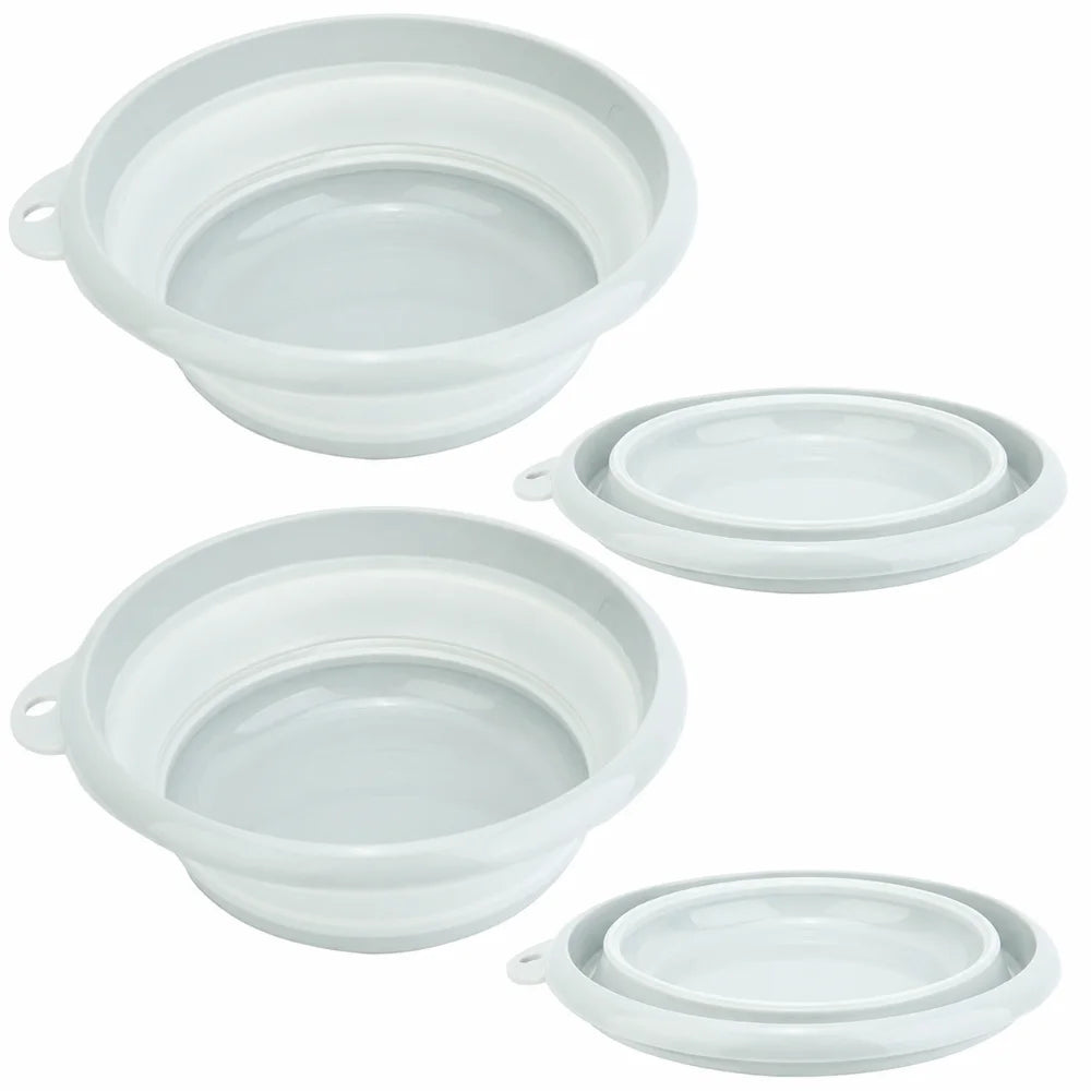 2-Pack Collapsible Foldable Wash Basin Plastic Tub | Space Saving