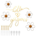 Boho Wall Decor Set – Metal Wire Signs, Heart & Daisy Ornaments