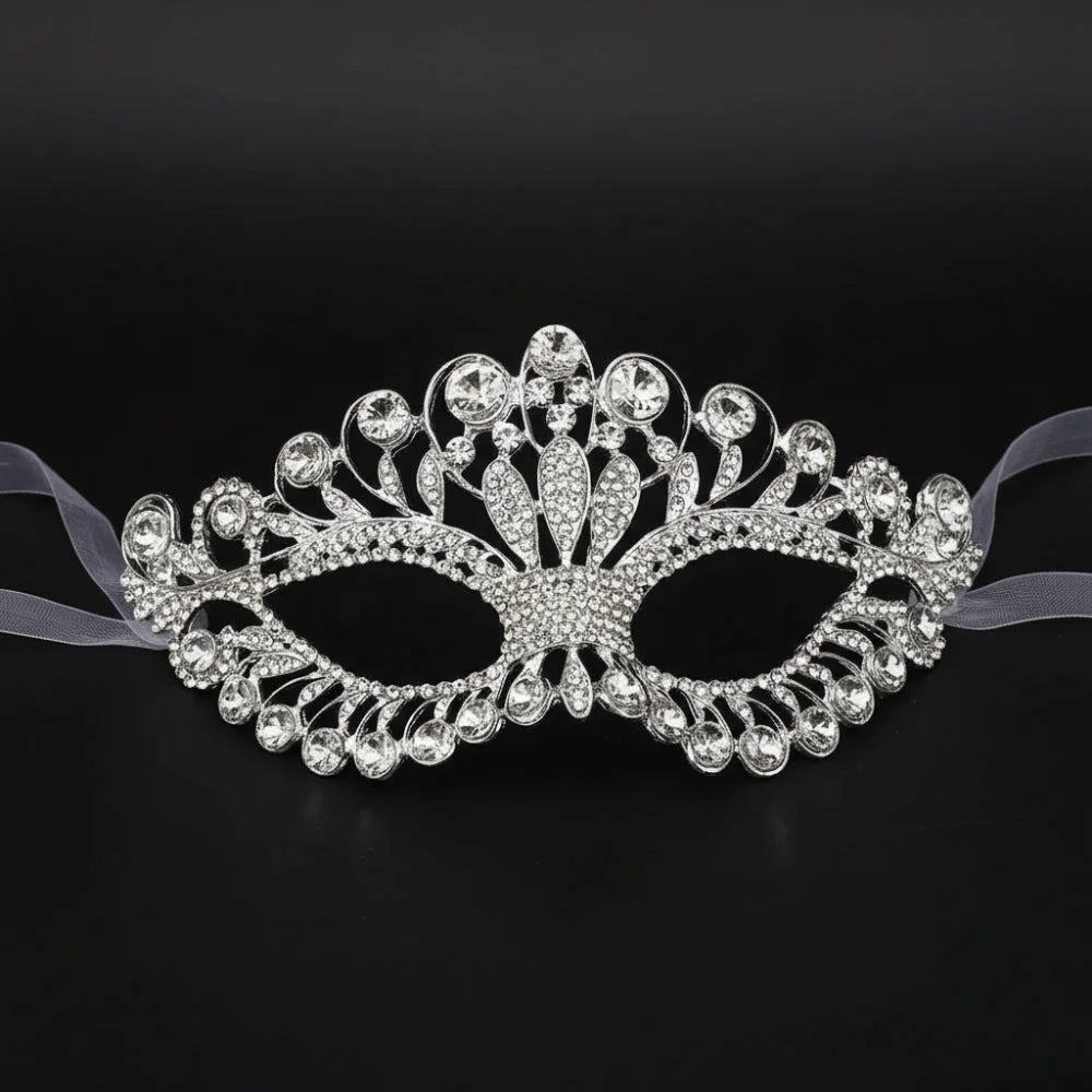 Rhinestone Masquerade Face Mask – Cosplay & Bridal Veil Masquerade Mask Nixie