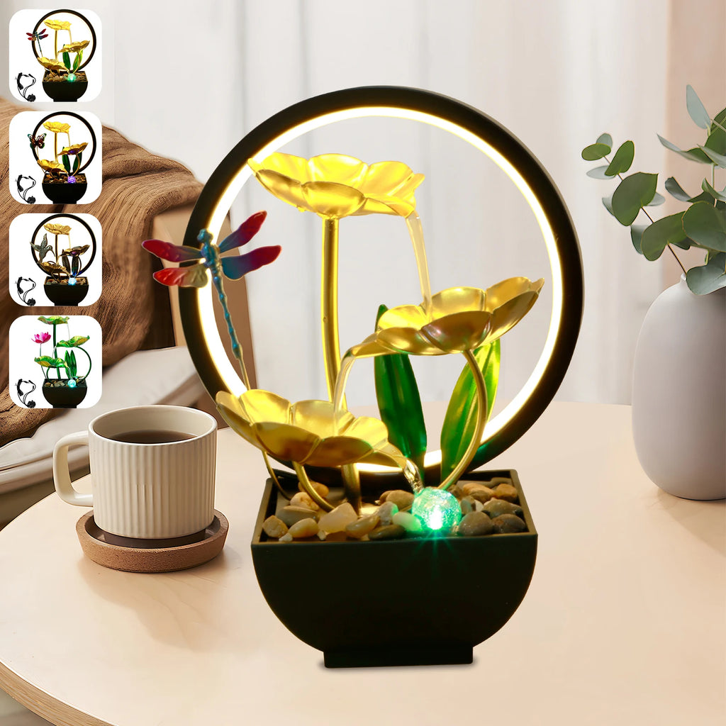 USB Tabletop Water Fountain with LED Ring Light – Zen Decor Tabletop Water Fountain Nixie