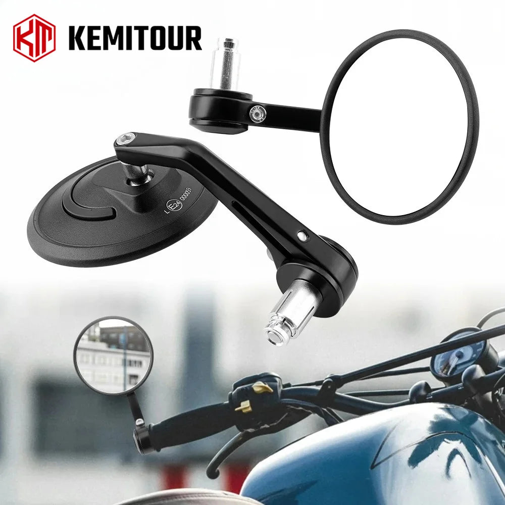 KEMITOUR Round Bar End Mirrors E-Mark CNC Aluminum 7/8" Universal Motorcycle Bar End Mirrors Nixie