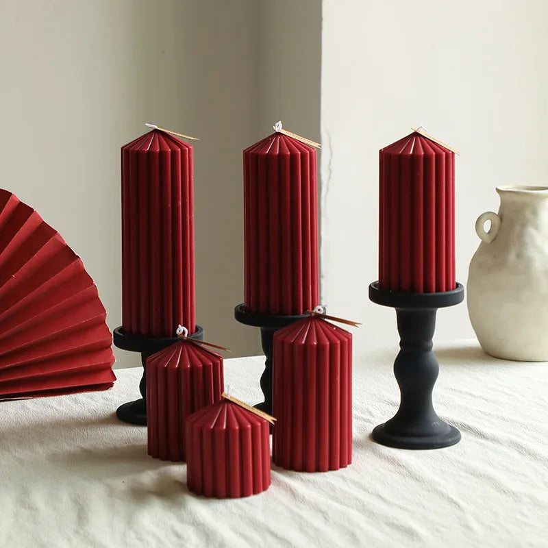 Vintage Wine Red Cylindrical Scented Pillar Candle | Nixie