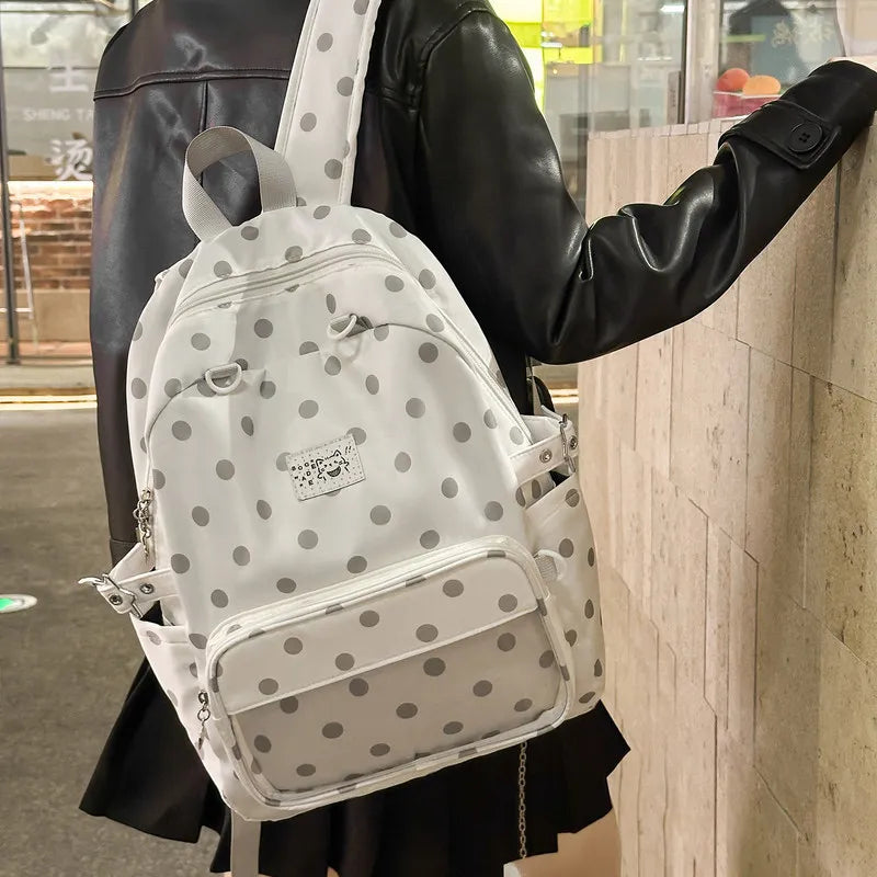 Korean Polka Dot Backpack for Girls | Large Capacity Nylon Bag Girls Backpack Nixie