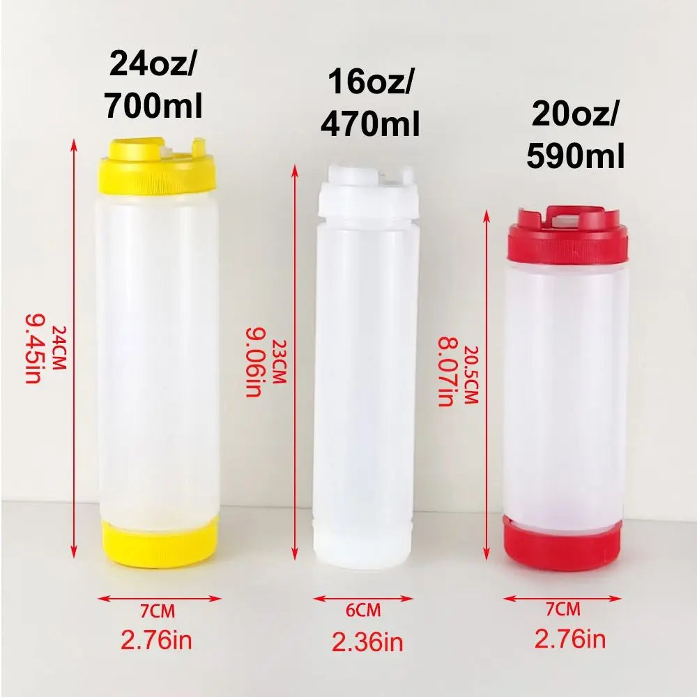 Double Head Squeeze Sauce Bottles 16oz 20oz 24oz | Food-Grade PP Condiment Squeeze Bottle Nixie
