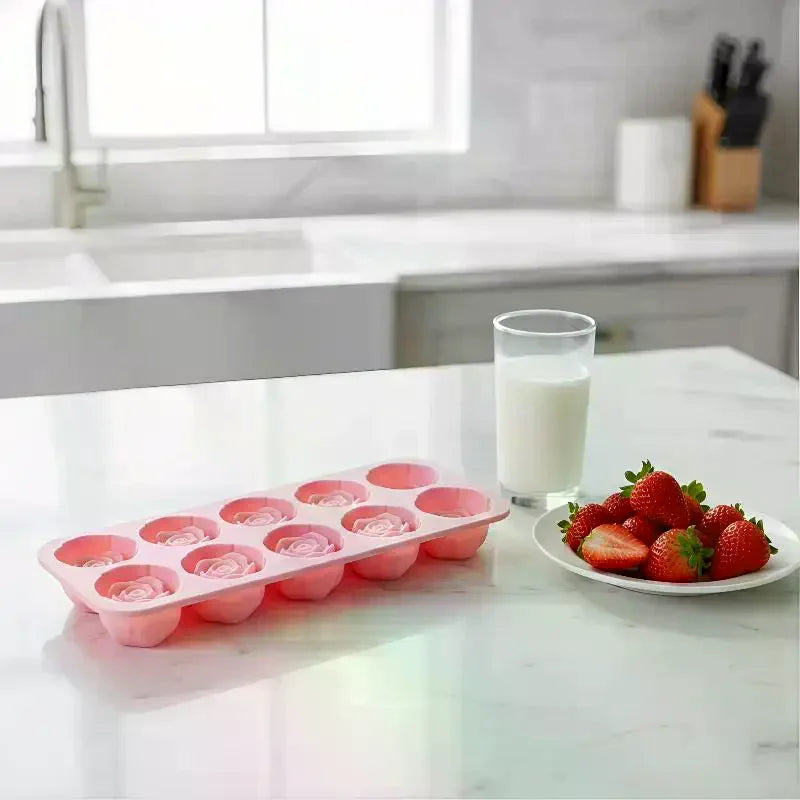 10-Cavity Silicone Rose Cake Mold – Nonstick Reusable Pan Silicone Baking Mold Nixie