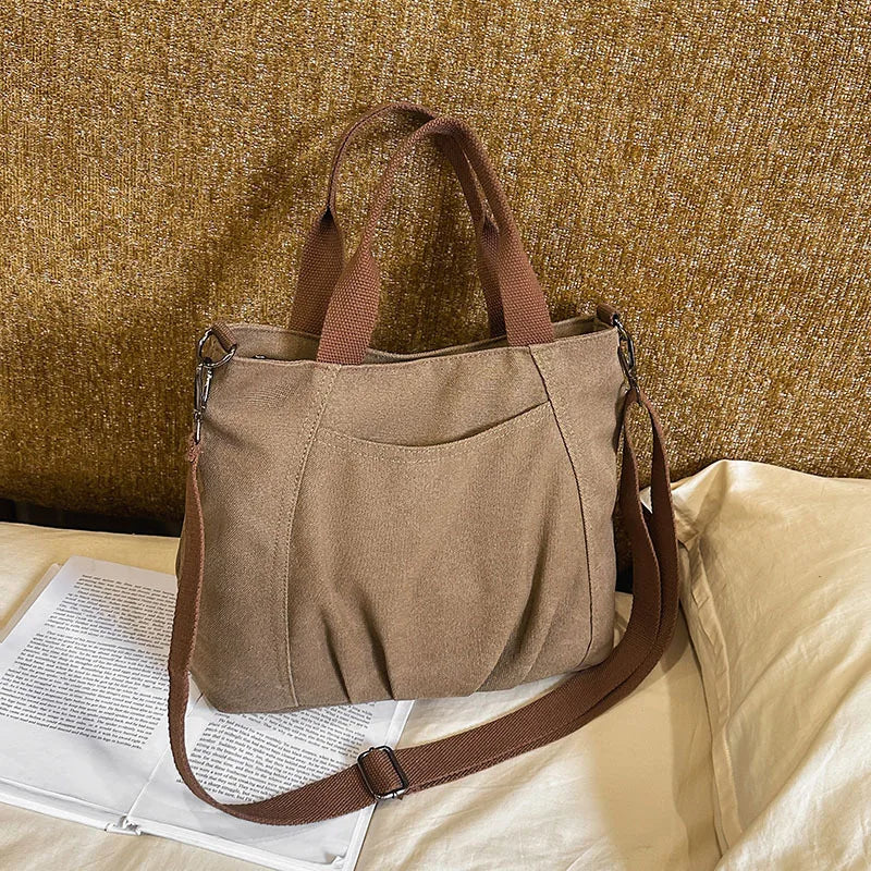 Women's Canvas Crossbody Tote Bag | Adjustable Strap Canvas Crossbody Bag Nixie BB-1483Brown