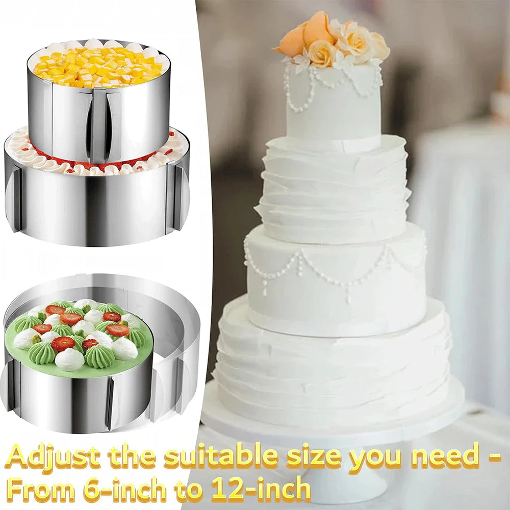 Adjustable Stainless Steel Round Cake Mold & Pastry Cutter