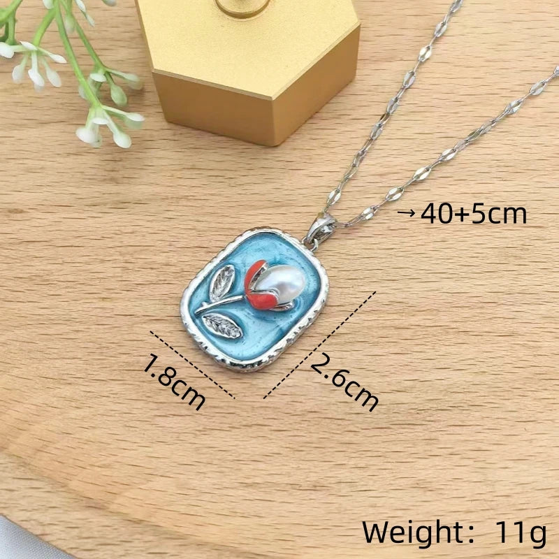 Pearl Pendant Necklace | Stainless Steel Clavicle Chain Women Pendant Necklace Nixie
