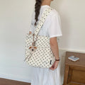 Polka Dot Canvas Tote Bag – Large Capacity Women's Shoulder Bag
