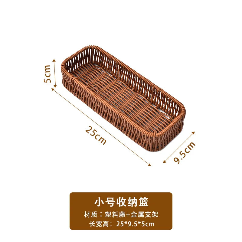 Imitation Rattan Desktop Utensil & Cutlery Storage Basket Kitchen Storage Basket Nixie S