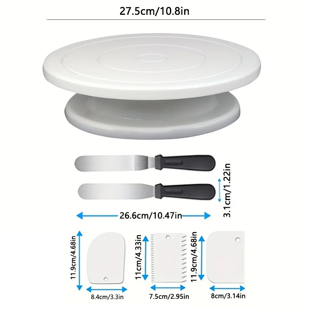 6-Piece Cake Decorating Kit – Turntable, Spatulas & Smoothers Cake Decorating Kit Nixie