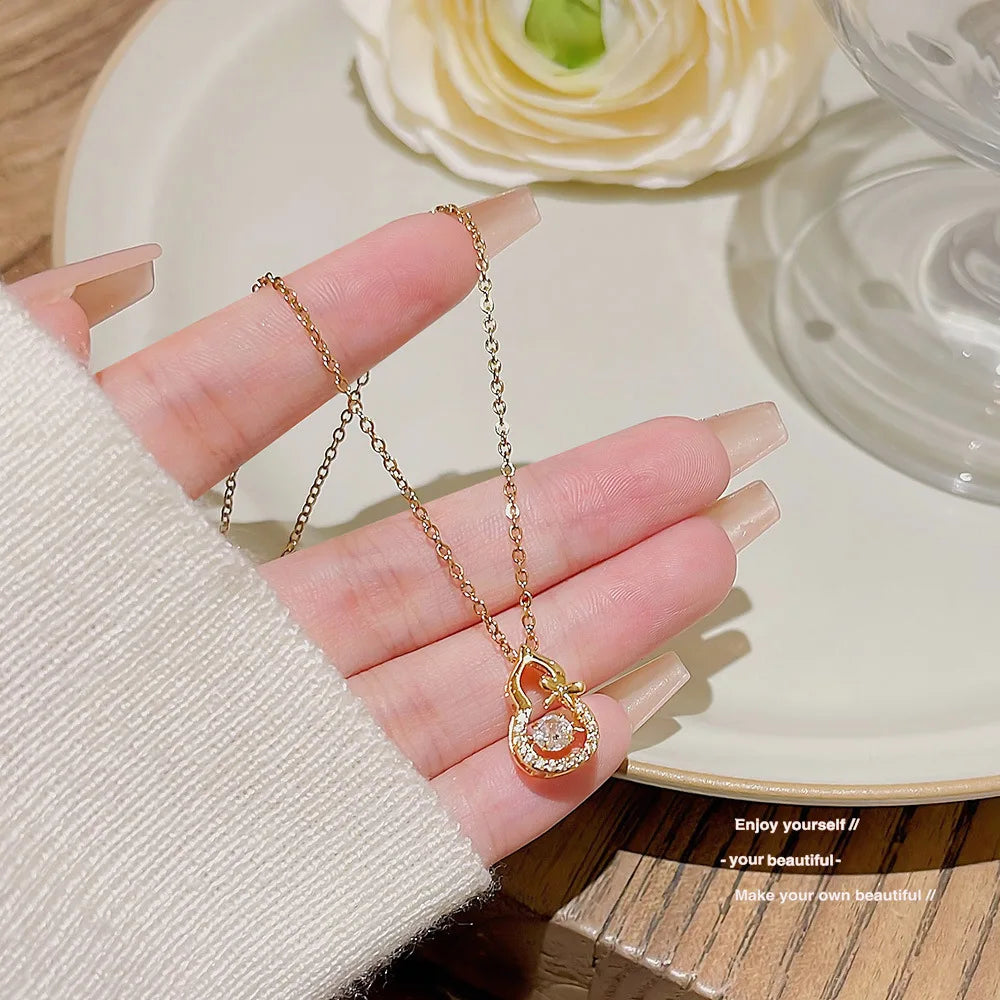 Gold-Plated Lucky Gourd Heart Choker Necklace | Minimalist Fashion Necklace Nixie