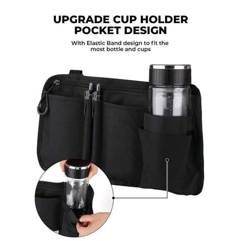 Wheelchair Side Bag with Cup Holder – Oxford Storage Pouch Wheelchair Armrest Bag Nixie one size