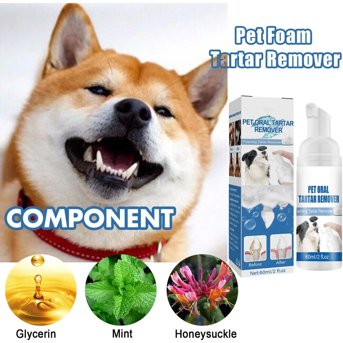 Pet Dental Foam Spray – Tartar & Bad Breath Remover for Dogs & Cats Pet Dental Spray Nixie