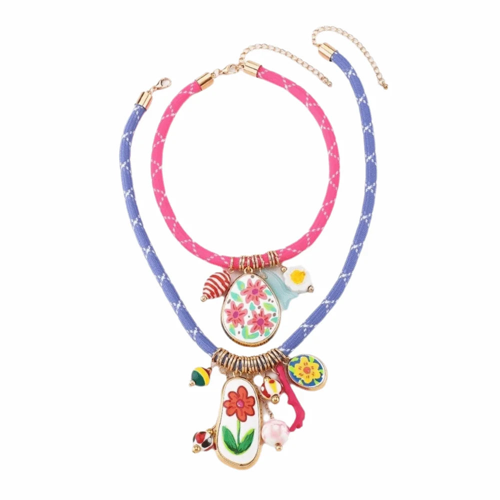 Bohemian Flower Pendant Necklace – Colorful Collarbone Chain