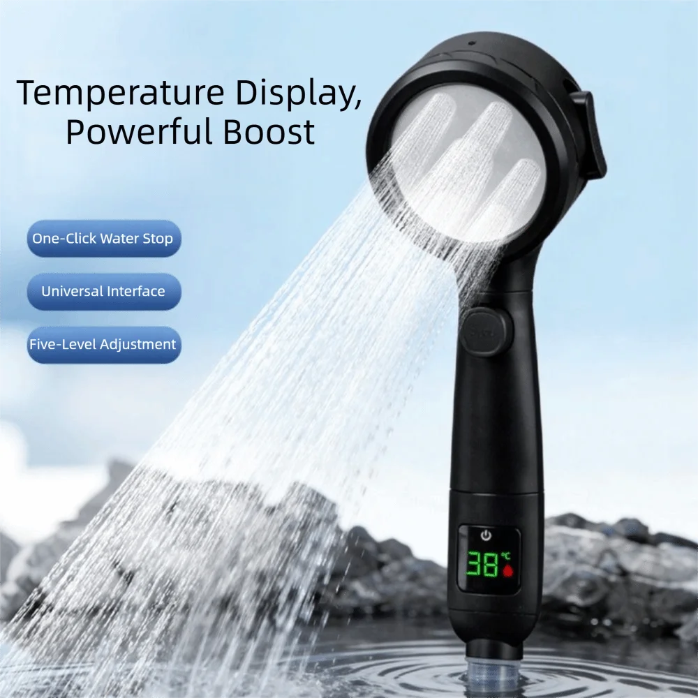 High Pressure Handheld Shower Head LED Temperature Display