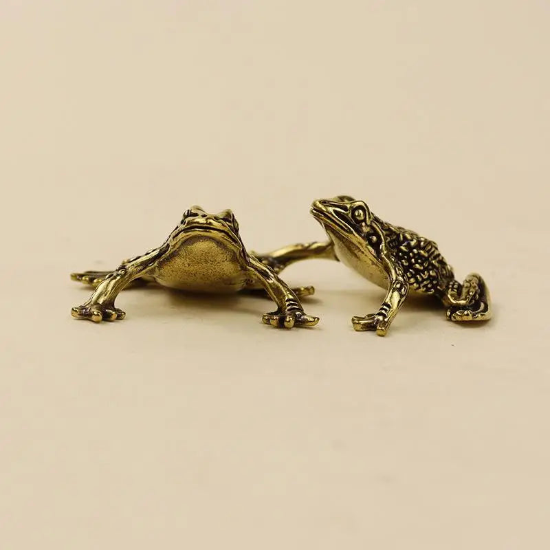 Brass Feng Shui Money Toad Statue – Lucky Fortune Figurine Brass Figurine Nixie