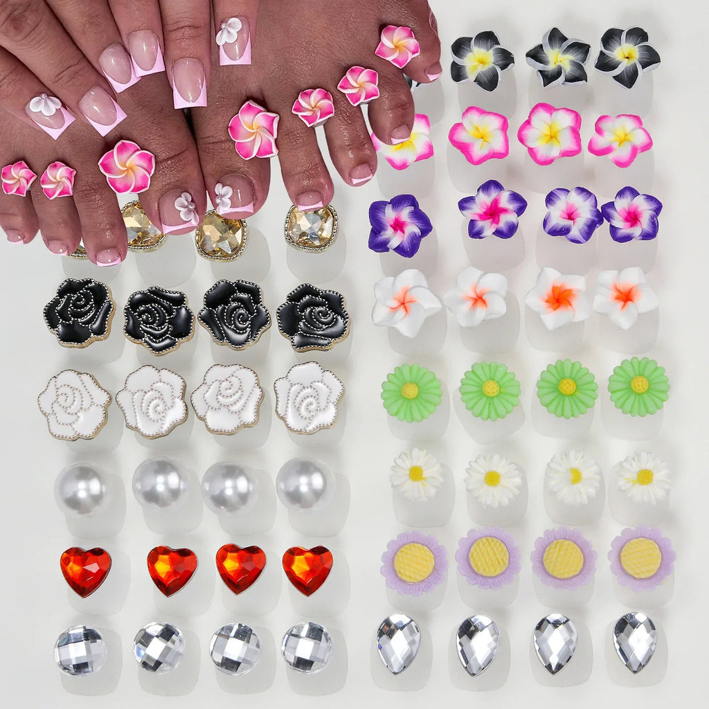 8PCS Daisy Rhinestone Silicone Toe Separators – Pedicure Tool Toe Separators Nixie