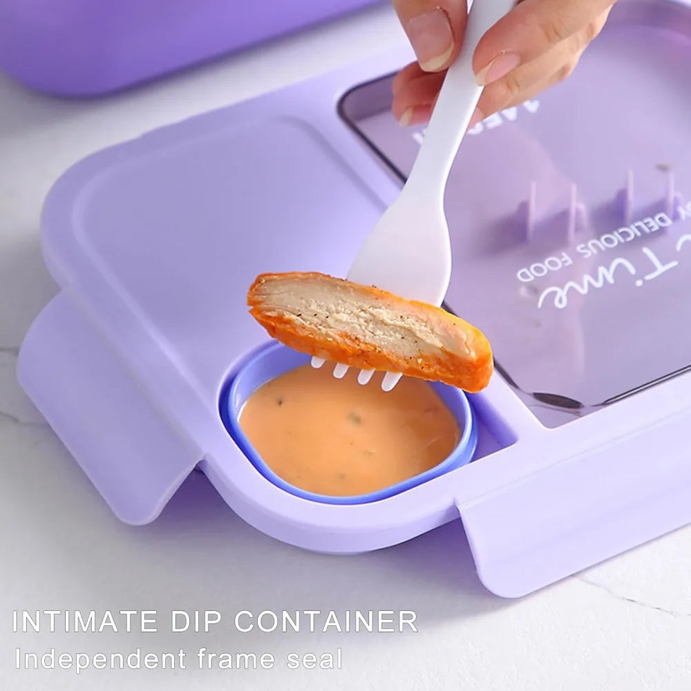 Leak-Proof Lunch Box with Compartments & Tableware Set