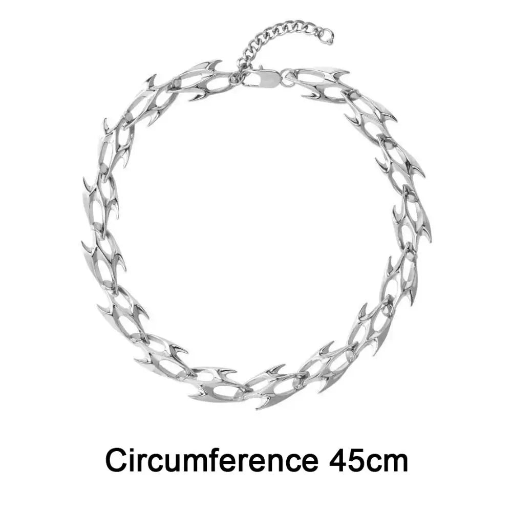 Punk Thorn Chain Bracelet & Necklace – Handmade Unisex Punk Chain Bracelet Nixie
