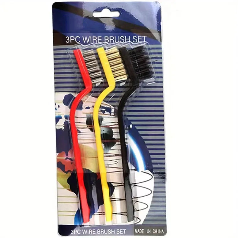 7" Stainless Steel & Brass Wire Brush Set – 3-Piece Cleaning Kit Wire Brush Set Nixie ordinary 3pcs