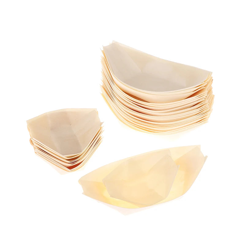 50Pcs Disposable Wood Sushi Boat Plates & Serving Trays Disposable Serving Trays Nixie