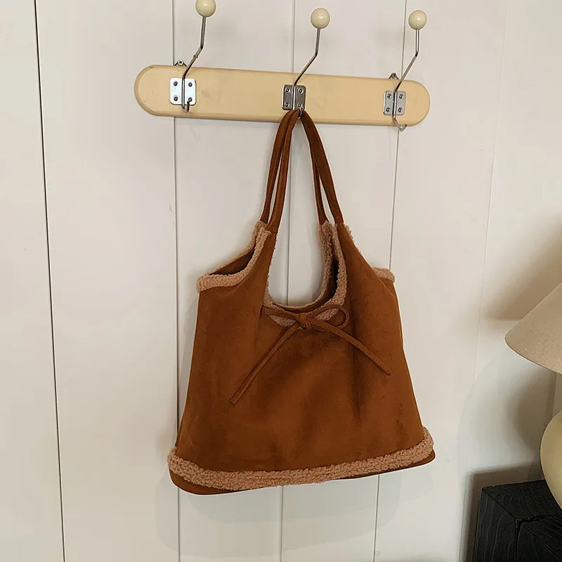 Nixie Lamb Wool Shoulder Bag – Large Capacity Women's Tote Shoulder Handbag Nixie