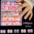 240/120pcs Short Square Press On Nails – French Full Cover Set Press On Nails Nixie 240pcs-MIX