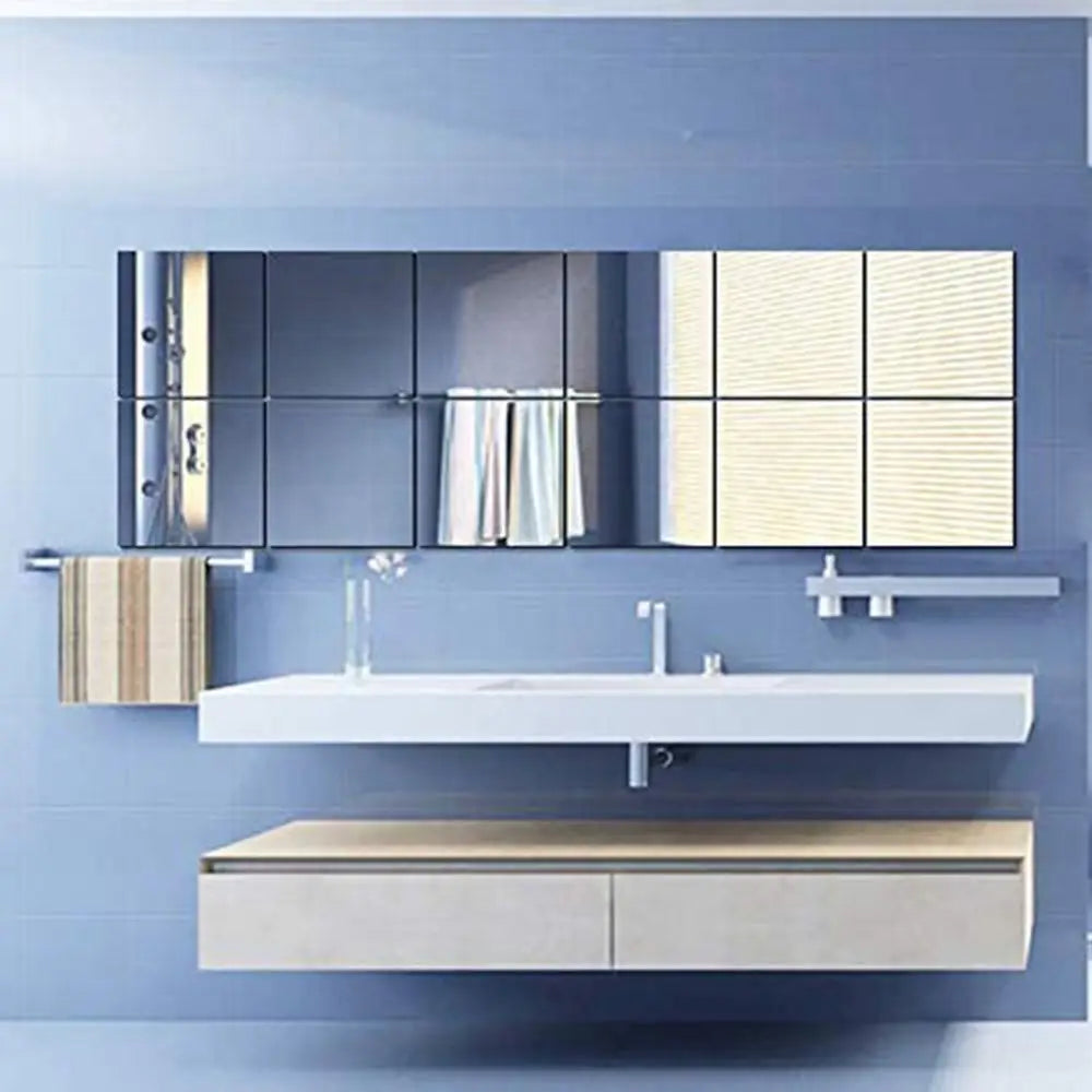 10pcs Square DIY Mirror Wall Stickers – Modern Home Decor