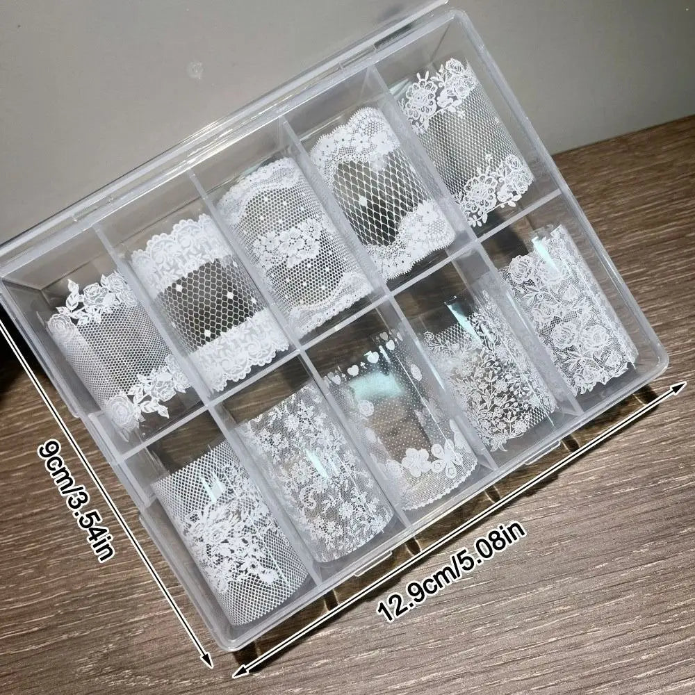 Lace Tulip Nail Foil Art Stickers – Black & White Sequin Decals Nail Art Foil Stickers Nixie