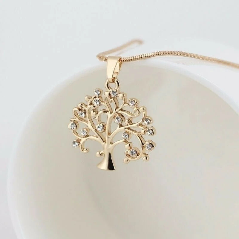 Tree of Life Pendant Necklace – Turquoise Crystal & Copper Alloy Pendant Necklace Nixie