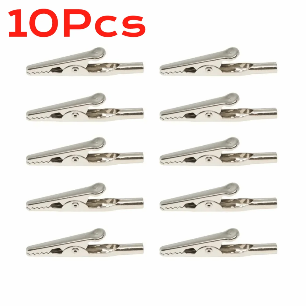 10Pcs 10A Nickel Plated Alligator Clips 51mm Metal Test Clips