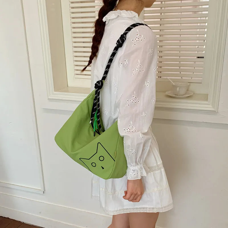 Women's Color-Block Embroidered Canvas Crossbody Bag | Nixie Canvas Crossbody Bag Nixie Green Black