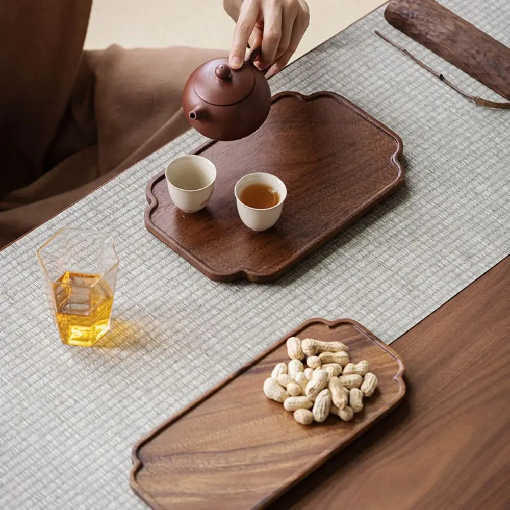 Walnut Wood Leaf Tea Tray – Serving Platter for Snacks & Fruit