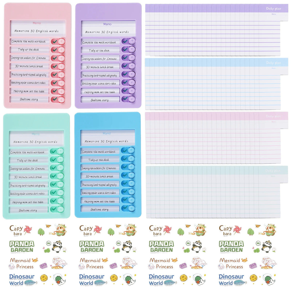 Reusable Chore Chart Daily Planner Task Board for Kids & Adults Daily Task Planner Nixie 4Pcs S 8x12.5cm