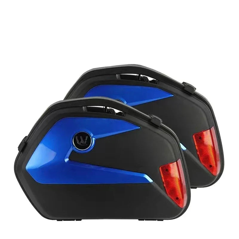 Universal Motorcycle Hard Saddlebags 23L ABS Side Cases Pair Motorcycle Saddlebags Nixie Blue