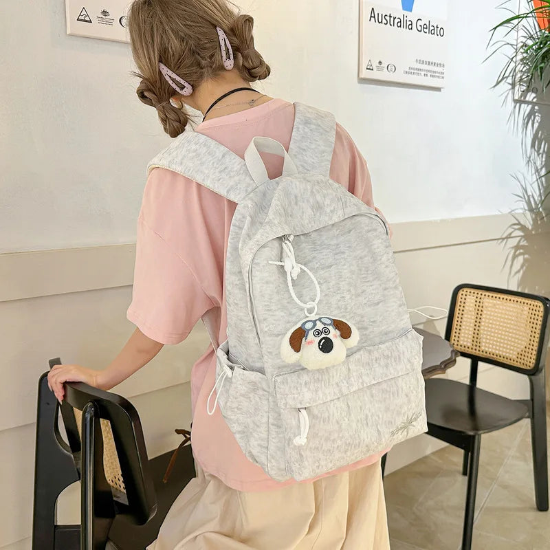 Nixie Embroidered Canvas Backpack | Korean Style, Large Capacity Canvas Backpack Nixie