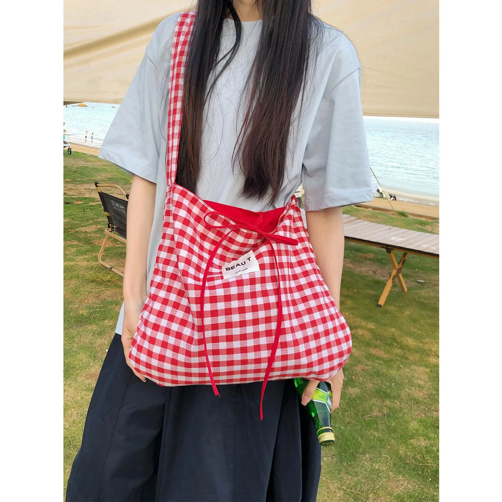 Korean Striped Double-Sided Tote Bag – Large Shoulder Bag Shoulder Tote Bag Nixie