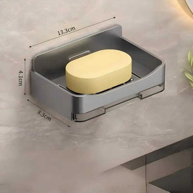 Wall-Mounted Soap Holder Box with Hook – No Drilling, ABS Soap Holder Nixie grey
