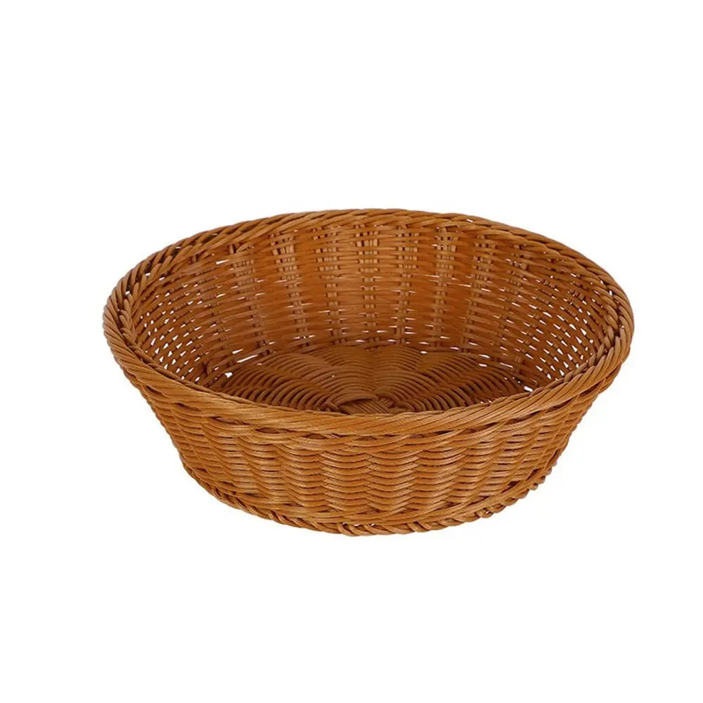 Hand-Woven Imitation Rattan Round Storage Basket – Multipurpose Wicker Storage Basket Nixie