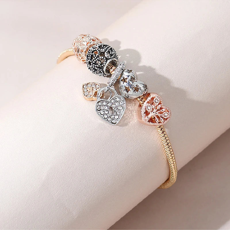 Heart Shaped Tree of Life Bracelet – Gold Copper Chain Fashion Bracelet Nixie